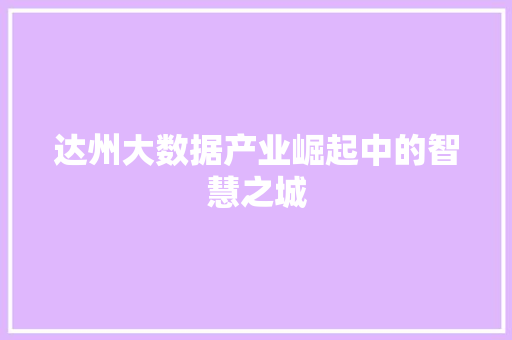 达州大数据产业崛起中的智慧之城