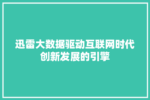 迅雷大数据驱动互联网时代创新发展的引擎