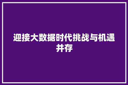 迎接大数据时代挑战与机遇并存