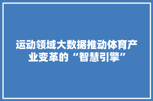 运动领域大数据推动体育产业变革的“智慧引擎”