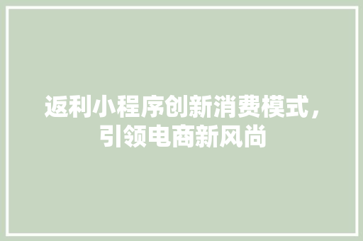 返利小程序创新消费模式，引领电商新风尚