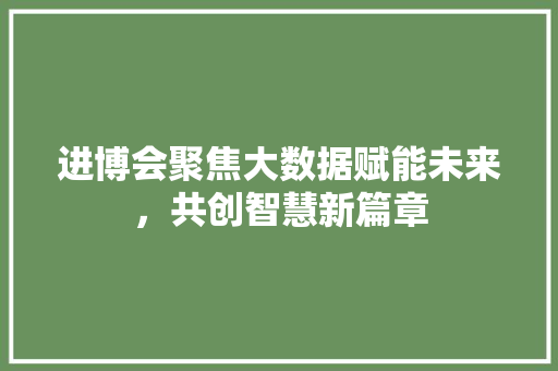 进博会聚焦大数据赋能未来，共创智慧新篇章