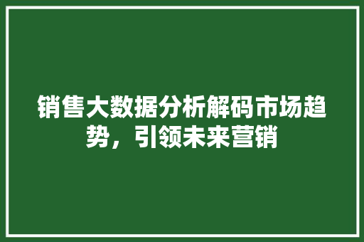 销售大数据分析解码市场趋势，引领未来营销