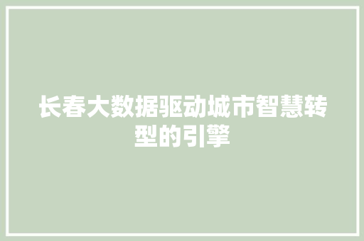 长春大数据驱动城市智慧转型的引擎
