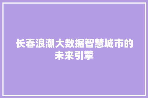 长春浪潮大数据智慧城市的未来引擎