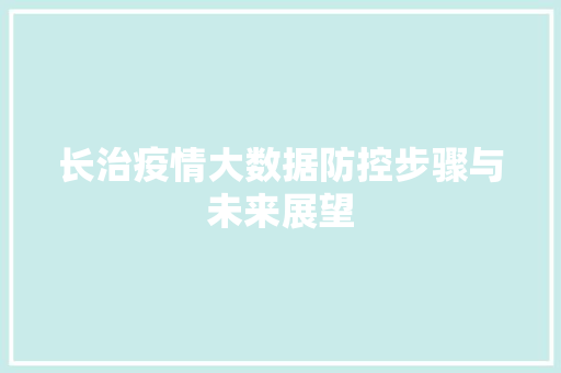 长治疫情大数据防控步骤与未来展望