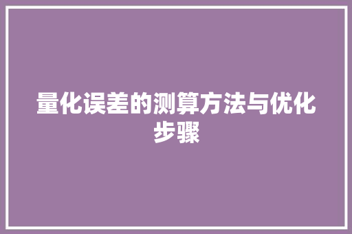 量化误差的测算方法与优化步骤
