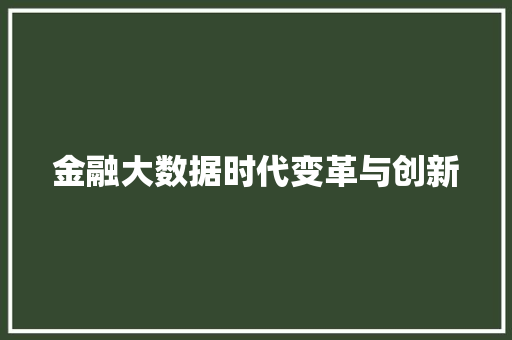 金融大数据时代变革与创新