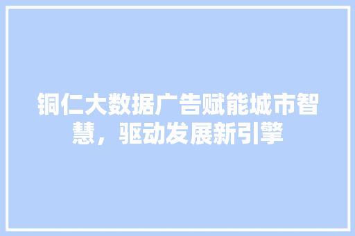 铜仁大数据广告赋能城市智慧，驱动发展新引擎