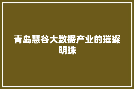 青岛慧谷大数据产业的璀璨明珠