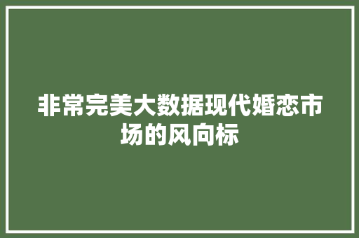 非常完美大数据现代婚恋市场的风向标