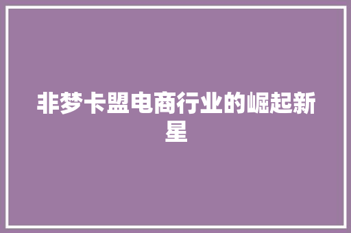 非梦卡盟电商行业的崛起新星