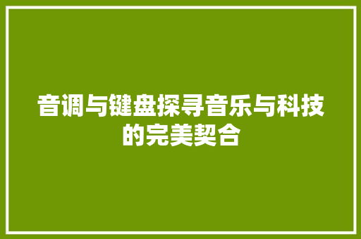 音调与键盘探寻音乐与科技的完美契合
