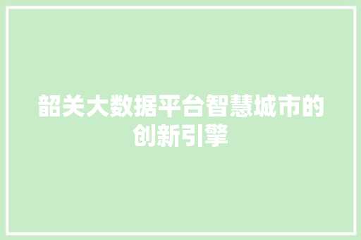 韶关大数据平台智慧城市的创新引擎