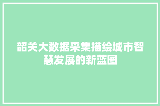 韶关大数据采集描绘城市智慧发展的新蓝图