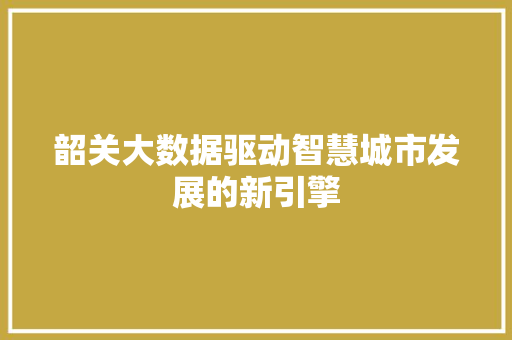 韶关大数据驱动智慧城市发展的新引擎