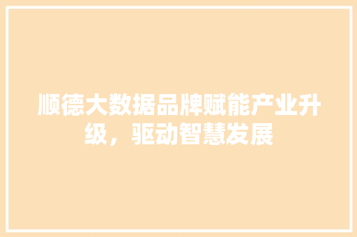 顺德大数据品牌赋能产业升级，驱动智慧发展