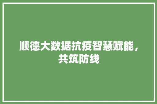顺德大数据抗疫智慧赋能，共筑防线