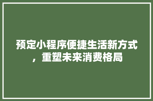 预定小程序便捷生活新方式，重塑未来消费格局