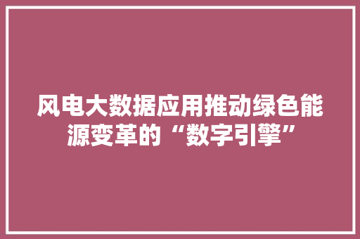 风电大数据应用推动绿色能源变革的“数字引擎”