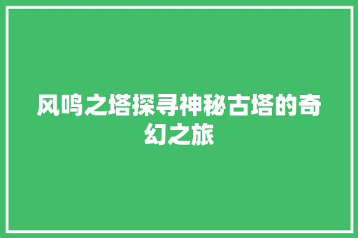 风鸣之塔探寻神秘古塔的奇幻之旅