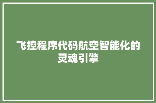 飞控程序代码航空智能化的灵魂引擎