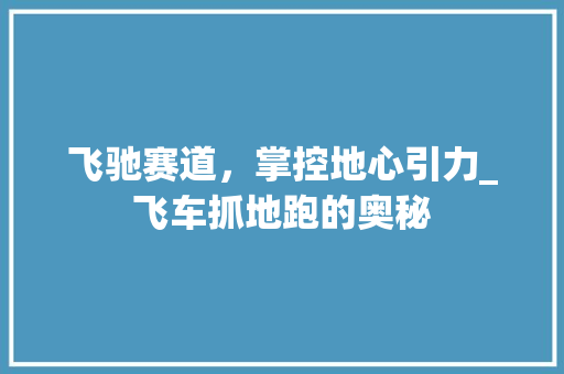 飞驰赛道，掌控地心引力_飞车抓地跑的奥秘