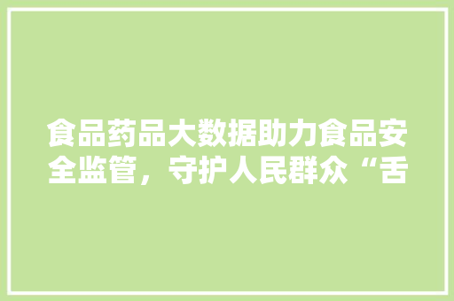 食品药品大数据助力食品安全监管，守护人民群众“舌尖上的安全”