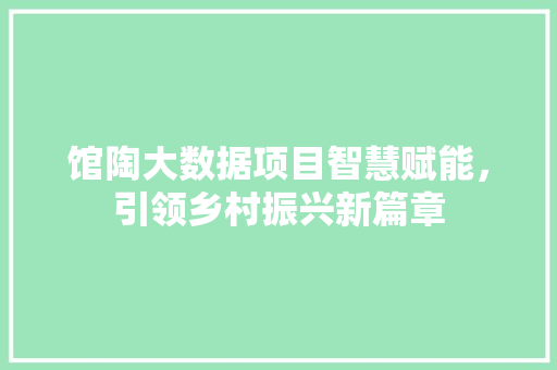 馆陶大数据项目智慧赋能，引领乡村振兴新篇章