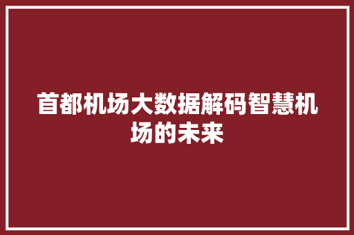 首都机场大数据解码智慧机场的未来