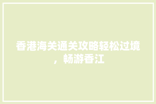 香港海关通关攻略轻松过境，畅游香江