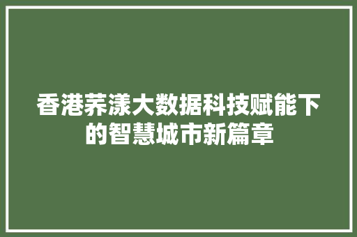 香港荞漾大数据科技赋能下的智慧城市新篇章