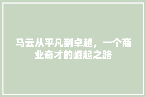 马云从平凡到卓越，一个商业奇才的崛起之路