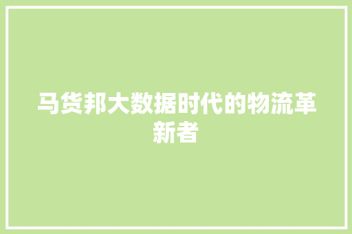 马货邦大数据时代的物流革新者