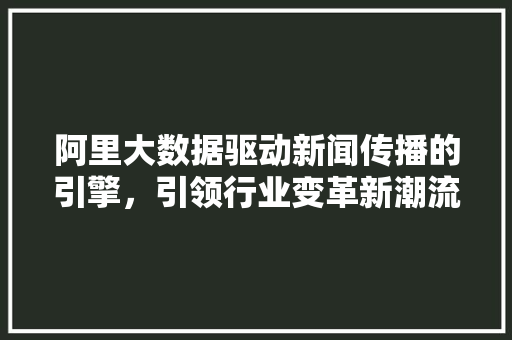 阿里大数据驱动新闻传播的引擎，引领行业变革新潮流