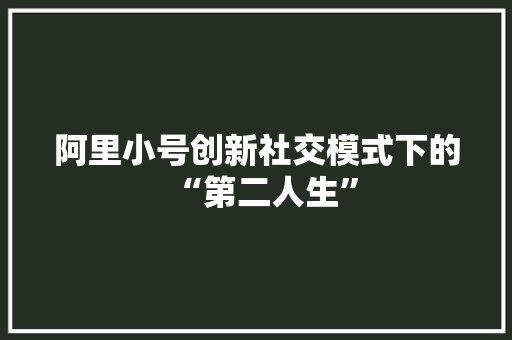 阿里小号创新社交模式下的“第二人生”