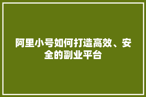 阿里小号如何打造高效、安全的副业平台