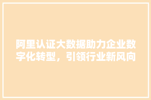 阿里认证大数据助力企业数字化转型，引领行业新风向