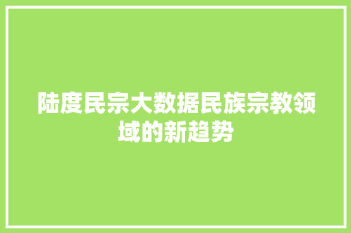 陆度民宗大数据民族宗教领域的新趋势