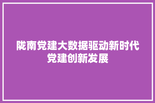 陇南党建大数据驱动新时代党建创新发展