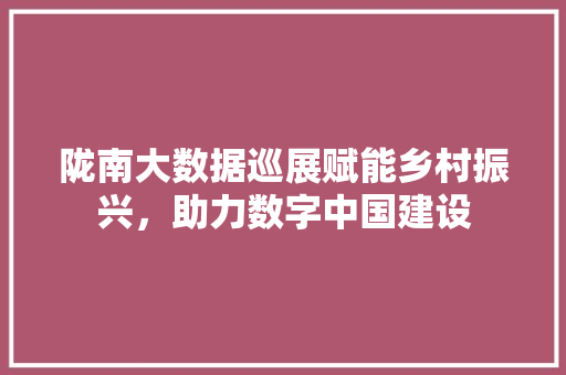 陇南大数据巡展赋能乡村振兴，助力数字中国建设