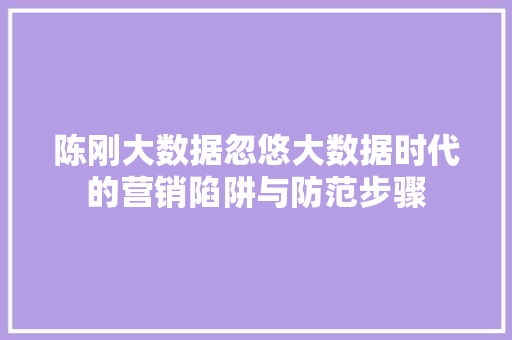 陈刚大数据忽悠大数据时代的营销陷阱与防范步骤