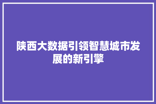 陕西大数据引领智慧城市发展的新引擎