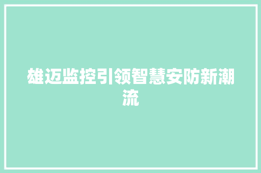 雄迈监控引领智慧安防新潮流