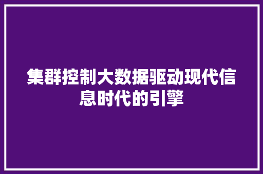 集群控制大数据驱动现代信息时代的引擎