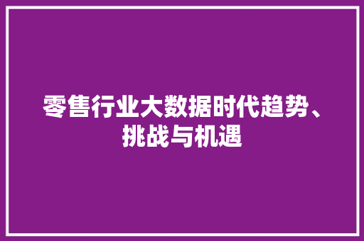 零售行业大数据时代趋势、挑战与机遇