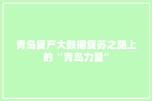 青岛复产大数据复苏之路上的“青岛力量”