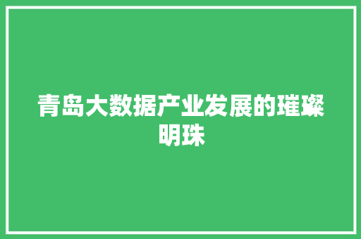 青岛大数据产业发展的璀璨明珠