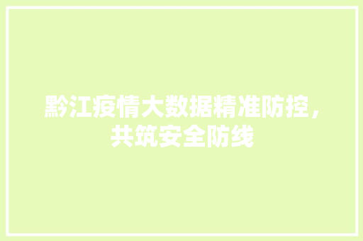 黔江疫情大数据精准防控，共筑安全防线