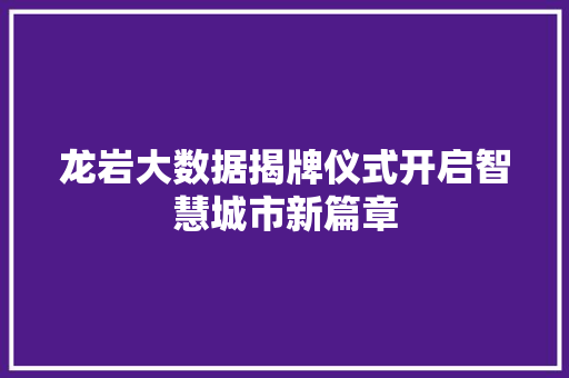 龙岩大数据揭牌仪式开启智慧城市新篇章
